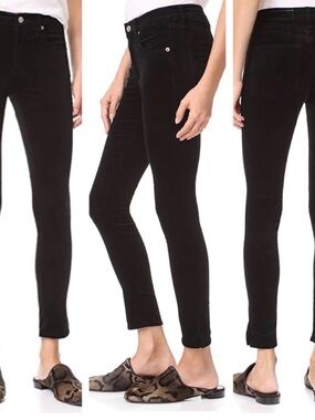 NWT rag & bone Black Cropped Velvet Skinny Pants